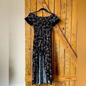 Black dress with flower design #artclass